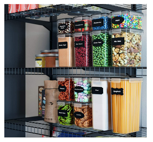 Conjunto de Armazenamento Doméstico com 24 Peças, Organizador de Cozinha Empilhável de Plástico Livre de BPA, Caixa de Armazenamento para Alimentos Secos - Product Image 4