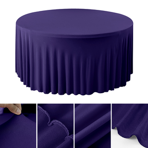 Nappe ronde ajustée avec jupe plissée, housse de table monobloc en spandex pour mariage, banquet, fête, hôtel, événement - Product Image 6
