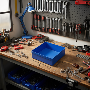 Caja de Herramientas 5003 2C, Caja de Almacenamiento Cuadrada de Plástico Azul para Organizar Herramientas y Piezas - Product Image 3