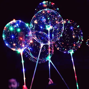 Light Up Wholesale With Stick Ballon Flashing Air Helium 18 Inch Led String Round Bobo For Wedding Party Balloon