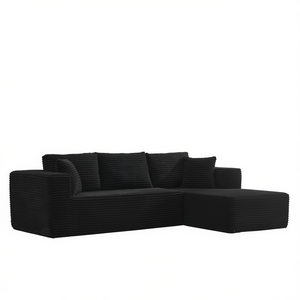 Sofá Seccional Moderno en Forma de L con Asiento Profundo, Tela de Pana Afelpada, Chaise Longue Derecha, Brazos Cuadrados, Respaldo Acolchado, Relleno de Espuma - Product Image 1