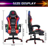 Chaise de jeu d'ordinateur de course RVB de haute qualité Chaise de jeu LED avec haut-parleurs et massage
