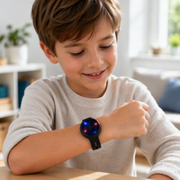 Bracelet GPS intelligent pour enfants avec connexion API, lumière LED colorée, batterie au lithium, compatible Android+IOS, sangle anti-perte et étui de protection