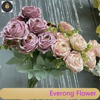 Fleurs décoratives pour la maison 9 têtes de roses dorées artificielles en plastique