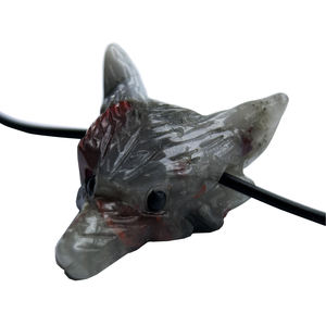 Pendentif tête de <span class=keywords><strong>loup</strong></span> en cristal de quartz pierre de sang percé, - Product Image 2