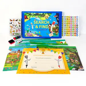 Tarjetas de búsqueda y búsqueda OEM para niños, libros de actividades reutilizables con 4 rotuladores borrables para juguetes de juegos educativos tempranos