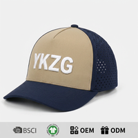 Premium İki Renkli Beyzbol Şapkası Özel 3D Logo Nakışlı Lazer Kesim Delikli Golf Şapkası Hızlı Kuruyan Koşu Spor Şapkası