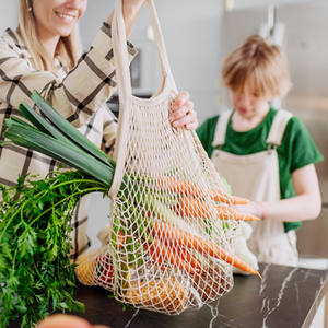 ロゴ印刷とラベル付きカスタム再利用可能食料品ショッピングハンドルネット農産物トートバッグオーガニックコットンメッシュバッグ - Product Image 6