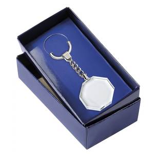 Porte-clés en cristal octogonal 40x40 mm, pendentif transparent, chaîne en métal, porte-clés - Product Image 3