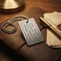 Collier en acier inoxydable plaqué argent avec pendentif bouddhiste personnalisé en relief, cadre encastré, texte vertical, logo, forme de cadenas, OEM