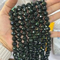 Perles de pierre de grès verte facettées, perles de cristal rondes lisses et scintillantes, pierres précieuses de guérison, 8mm 10mm 12mm pour la fabrication de bijoux