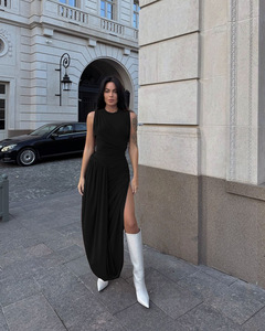 Abiti Casual da Donna Senza Maniche <span class=keywords><strong>con</strong></span> Design Irregolare, Vestiti Lunghi Sexy <span class=keywords><strong>con</strong></span> <span class=keywords><strong>Spacco</strong></span> <span class=keywords><strong>Laterale</strong></span> - Product Image 6