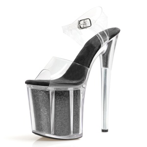 Sandali da Donna con <span class=keywords><strong>Tacco</strong></span> Alto 8 Pollici-20cm, Nero, <span class=keywords><strong>Tacco</strong></span> Sottile, per Banchetti e Pole Dance, Estivi, Punta Aperta, Moda Sfilata - Product Image 2
