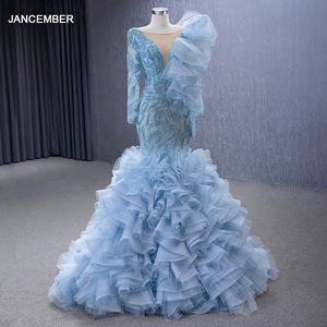ชุดราตรีทรงเมอร์เมดสีชมพูประดับเลื่อมแขนยาวระบายพอง รุ่น Jancember Rsm222146 - Product Image 5