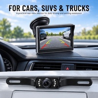 Kit Moniteur de Recul de Voiture 5 Pouces à Ventouse TFT LCD avec Caméra de Stationnement et de Recul Sans Fil en Option 12 à 24V