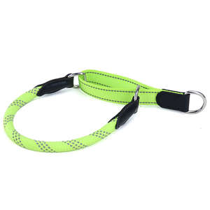 Kerah pelatihan hewan peliharaan kustom yang dapat diatur kerah tali selip nilon reflektif dengan cincin BERHENTI yang dapat disetel - Product Image 1