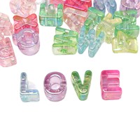 Perles acryliques transparentes plaquées couleur, style personnalité, lettres anglaises, à grand trou, pour bracelets et colliers faits main DIY