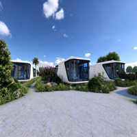 Capsule spatiale modulaire extensible avec excellente isolation thermique pour applications de loisirs en plein air et de bases touristiques