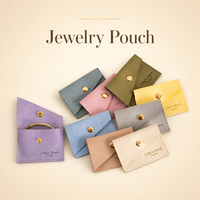 Pochette à bijoux en microfibre avec bouton-pression, pochette à bijoux enveloppe, logo personnalisé, pochette de rangement pour accessoires de bijoux, emballage cadeau