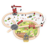 104 Urban Engineering Track Ensemble de train en bois coloré 110 pièces pour le développement de l'intelligence des garçons et des filles
