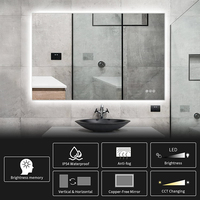 Customized 3000k 6500k Contemporary Rectangle Large Illuminate Mirror Wall Mounted Defogger Smart Bathroom Mirror