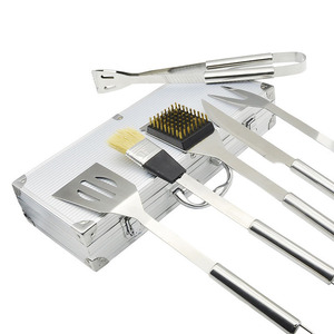 Universea Ensemble d'ustensiles de barbecue en acier inoxydable 6 pièces Couleur argent Lavable au lave-vaisselle Emballage en boîte en aluminium Haute qualité Extérieur - Product Image 2