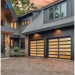 Puertas de <span class=keywords><strong>Garaje</strong></span> Dobles de Estilo Chino Moderno, Puertas <span class=keywords><strong>Seccionales</strong></span> Automáticas de Acero y Vidrio con Acabado para Villas - Product Image 4