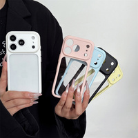 Coque de téléphone minimaliste mate avec bordure pastel pour iPhone 18 17 Pro Max 16 15 14, personnalisable avec insertion photo, protection transparente en acrylique