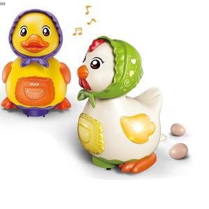 Nhựa Đồ chơi gà đẻ trứng điện phổ bánh xe động vật âm nhạc đẻ trứng vịt Đồ chơi - Product Image 1