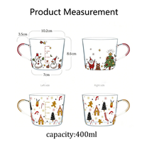 Mug à café en verre borosilicate moderne et festif, résistant à la chaleur, compatible lave-vaisselle et micro-ondes, grande capacité avec marquages gradués
