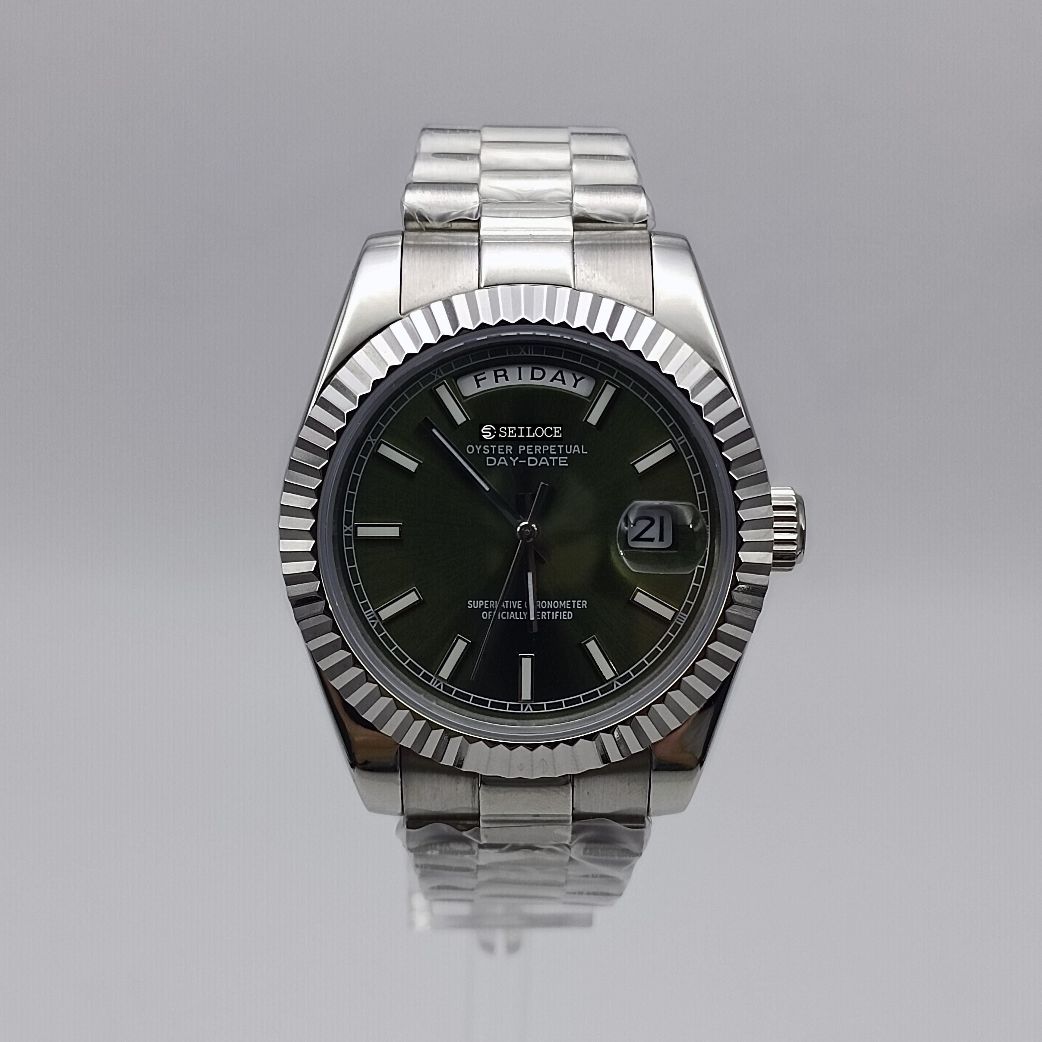 Silver Case+Green Dial