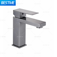 Robinet de lavabo mural en acier inoxydable 304, mélangeur eau chaude et froide, finition dorée, vente en gros