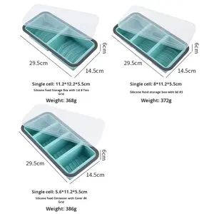 Boîte de conservation alimentaire en silicone à compartiments avec moule hermétique, design portable, capacité 301-500ML, double couche - Product Image 3