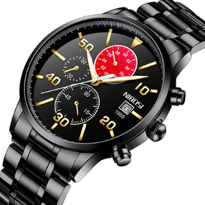 Pour NIBOSI 2391 hommes Original affaires chronographe montre-bracelet à Quartz 44mm boîtier en acier 20mm verre lumineux alliage cuir Shanghai - Product Image 1
