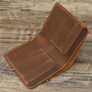 Portefeuille en cuir véritable Crazy Horse à deux volets FSW358, fabrication artisanale vintage, porte-cartes pour homme, portefeuille en cuir véritable - Product Image 6