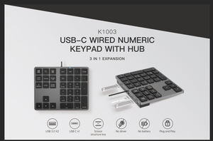 Teclado Numérico Pequeño para Oficina, Teclado Financiero Numérico Gris, Teclado Numérico USB con Cable, Portátil, de 34 Teclas, con Hubs - Product Image 6