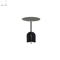 Mesa Auxiliar Circular Minimalista, Elegante Mesa de Centro Pequeña, Mesa Auxiliar de Estilo Industrial Moderno para Sala de Estar de Apartamento