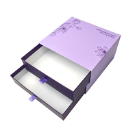 Boîte cadeau à tiroir personnalisée avec logo, écologique, violet lavande, finition mate, pour ensembles de pyjamas et emballages de vêtements de détente