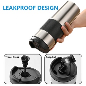 Nouvelle <span class=keywords><strong>cafetière</strong></span> de voyage portable isolée de 15oz avec <span class=keywords><strong>filtre</strong></span> 2.0 en acier inoxydable amélioré et mini tasse à presse française - Product Image 4