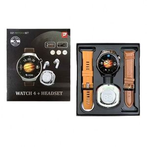 Nueva llegada D21 pantalla redonda relojes inteligentes reloj 4 conjunto de auriculares de moda y 2 correas relojes deportivos <span class=keywords><strong>dispositivos</strong></span> portátiles - Product Image 1