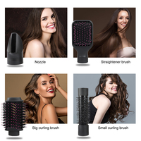 Outil de coiffage 4-en-1 avec brosse ionique Peigne lisseur Sèche-cheveux Fer rotatif-Brosse de coiffage pliable à air chaud