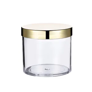 120g 300g 圆形透明塑料罐，带金色螺丝盖，用于丙烯酸指甲粉末闪光浸渍粉末罐子
