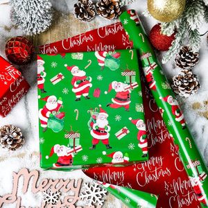 Vintage Christmas <b>Wrapping</b> <b>Paper</b> Green Reversible Santa Theme 17 Inch X 33 Feet Gift Wrap Craft Use Recyclable - Product Image 6