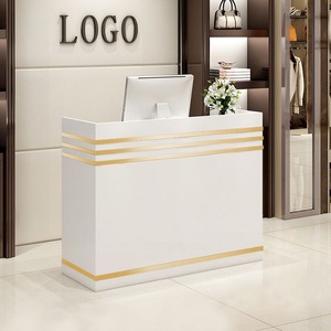 Modern Design <b>Small</b> Wood Front Reception <b>Desks</b>, Retail Convenience Clothes Store Barber Shop Checkout Counter - Product Image 3