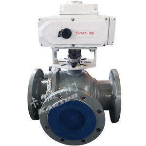 Karson Q944/45F-16C Válvula de bola eléctrica con brida de tres vías Acero al carbono Tipo L Divergente Convergente Inversión Tipo T para agua OEM - Product Image 5