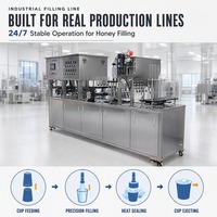 Machine de remplissage et de scellage entièrement automatique pour tasses de boissons au miel, adaptée aux gobelets en papier et en plastique, pour ligne d'emballage alimentaire
