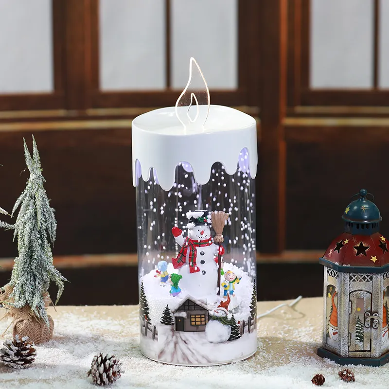 Christmas Unique Electric Lighted Decorative Rotating Christmas Sphere Candle Santa Countdown With Music