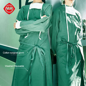 Haixin Health Robe chirurgicale lavée réutilisable Vente en gros Vert Robes d'isolation médicale de haute qualité Vêtements en coton pour hôpitaux CE - Product Image 1