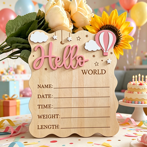 Décoration de chambre d'enfant personnalisée, annonce de naissance de bébé de 15 cm, chanson « Hello World », statistiques de naissance, nouveau-né, pour cadeaux d'hôpital - Product Image 2