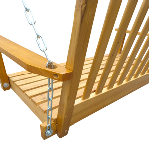 Front Porch Swing Armrests Modern Design Solid Acacia Wood Bench Swing <b>Hanging</b> Chains Comfortable Outdoor Patio Garden Yard - Product Image 6